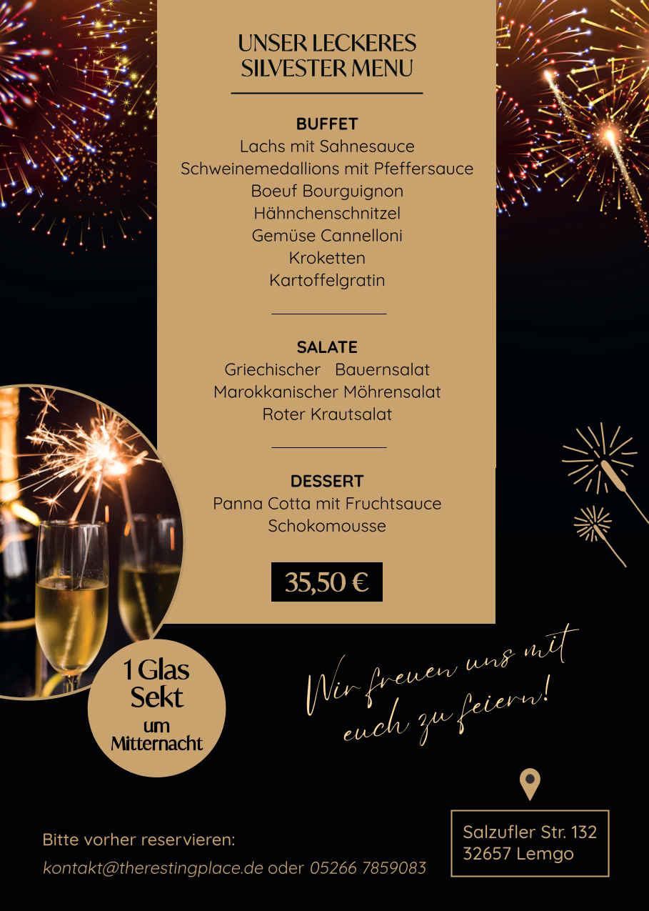 Silvester Buffet Sekt Musik Feuerwerk